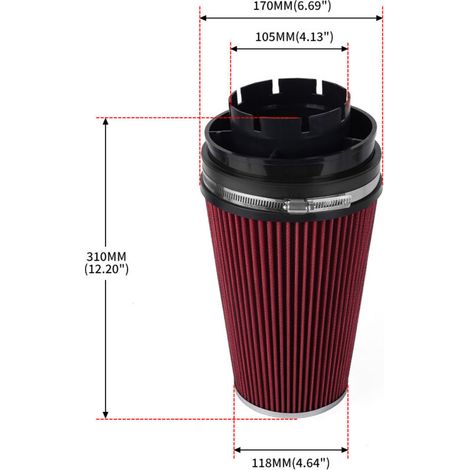 Fahrzeugmodifikation: Hochleistungs-Trockenluftfilter, pilzförmig, 102 mm, rot, 4 Zoll, eine Packung. (1/4)
