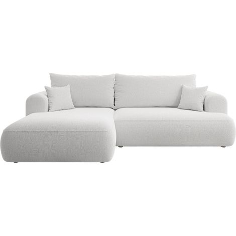 Selsey - Ecksofa mit Schlaffunktion Ovo L-Form grau mit einem Bouclé-Behälter links (1/5)