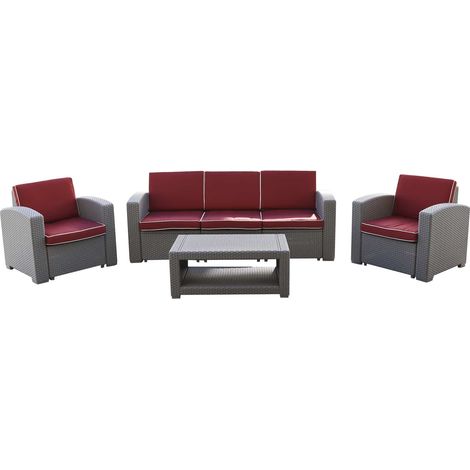 Gartenset Chillvert Treviso Harz 1 Sofa+ 2 Sesseln + 1 Tisch Hellgrau