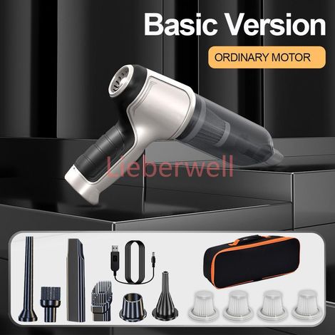 Aspirateur de voiture, Mini Machine de nettoyage à forte aspiration, souffleur portatif sans fil, plumeau d'air pour appareils ménagers,basic 4HAPE Bag (1/4)