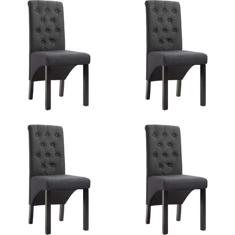 Juego de 4 sillas de cocina comedor de diseño moderno en tela gris oscuro CDS021188
