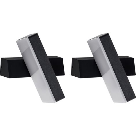 Conjunto de 2 lámparas LED para pared de exterior de metal aluminio moderno negro Teilan (1/5)