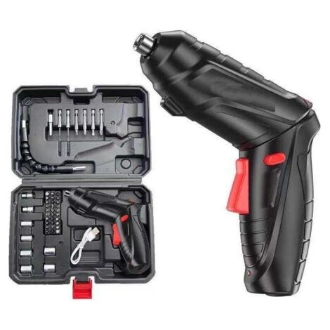 Kit de mini tournevis électrique  3,6 V avec batterie au lithium rechargeable par USB, perceuse sans fil, outils multifonctionnels pour le bricolage. (1/4)