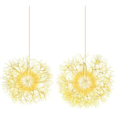 COSTWAY 2 Luci a Sfera a LED di Natale, Luce a Sfera Sospese per Esterni con Luci Calde, per Casa, Giardino, Feste (1/5)