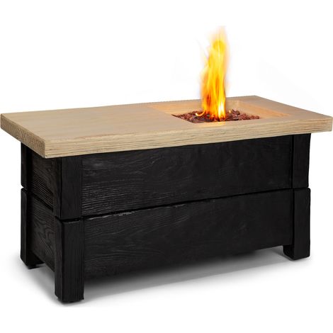 Blumfeldt Corinth Gas-Feuerstelle, Heizstrahler & Feuerstellen 40.000BTU/13kW, Feuerstelle mit Abdeckung, Heizstrahler Gas, Edelstahlbrenner , schwarz
