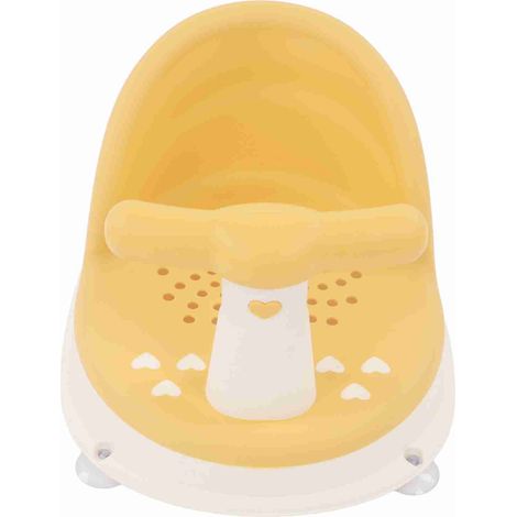 Chaise de douche pour bébé pliable avec poignée amovible douce et souple en polypropylène (PP) hypoallergénique, siège de bain pour bébé, jaune (1/5)