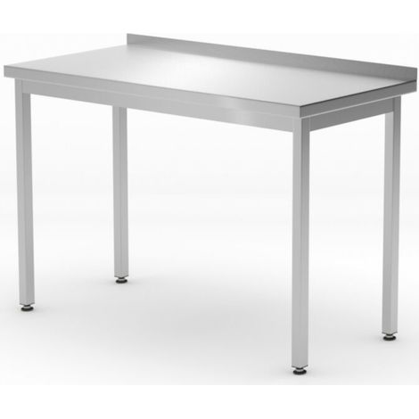 Mesa de trabajo de pared Budget Line con borde, de acero, 800 x 600 x 850 mm - Hendi 817193
