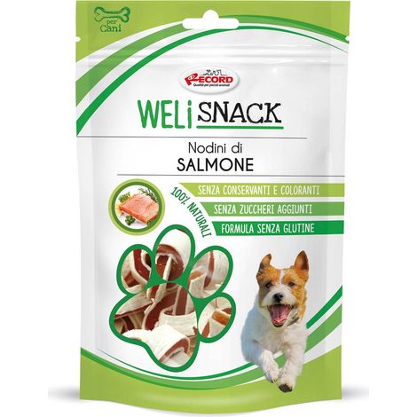 Nodini di salmone Weli snack ideali in caso di allergie e intolleranze a carni per cani