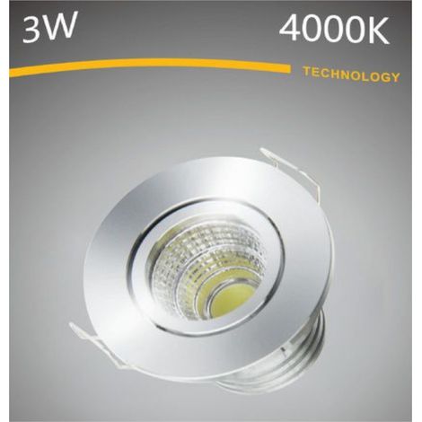 FARO FARETTO LED PUNTO LUCE ROTONDO COLORE ACCIAIO SATINATO INCASSO 3W 3000K 4000K 6500K - Colore Luce: Bianco Naturale (1/2)