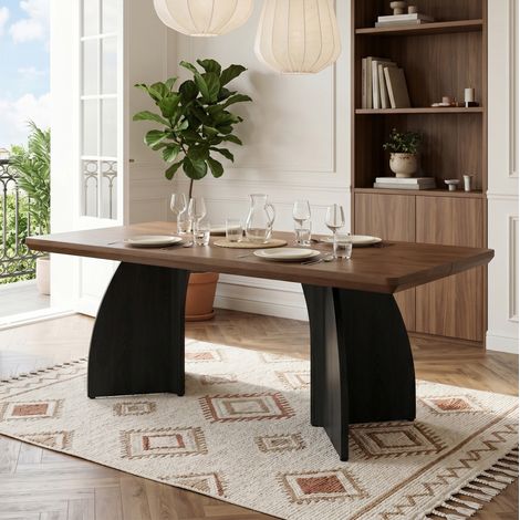 Esstisch 160 x 80 cm für 4 bis 6 Personen, 4 cm Platte, MDF, Nussbaumfarbe HAVRYA (1/5)