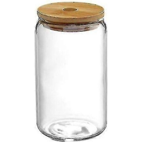 Tasse à thé en verre de 500 ml avec couvercle et paille, transparente, pour jus et lait.