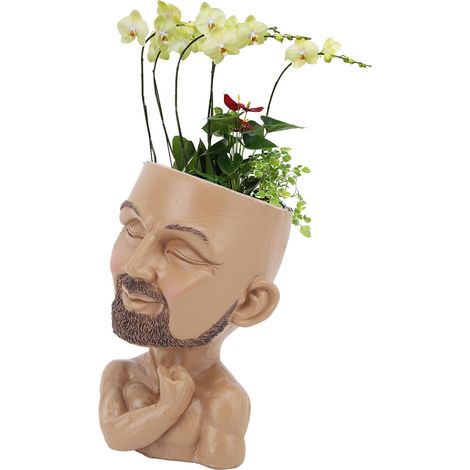Vase en résine, récipient décoratif floral en forme de figurine, convient à la maison et au bureau, couleur foncée. (1/5)