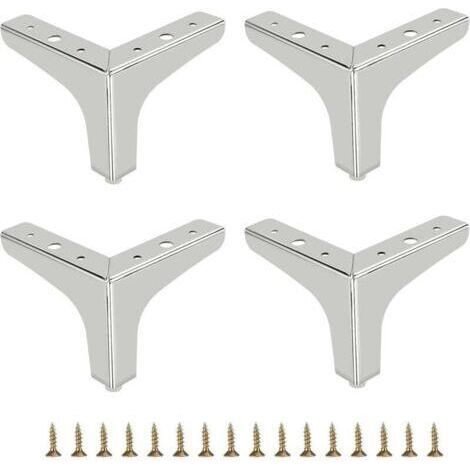 10 cm Pieds de canapé en métal 4 pièces Pieds de Meubles Modernes Pieds de Meuble de canapé Pieds de Rehaussement de Meubles de Bricolage Pieds de Remplacement pour Meuble TV Meuble de canapé, Argent (1/4)
