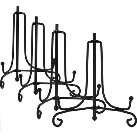 (4 pièces) Support d'assiette en métal noir/support d'assiette/présentoir de chevalet en fer/pour plats/assiettes/cadre p (1/4)