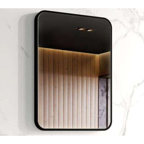 Miroir de salle de bain 50x70 cm – Rectangulaire – Cadre aluminium noir