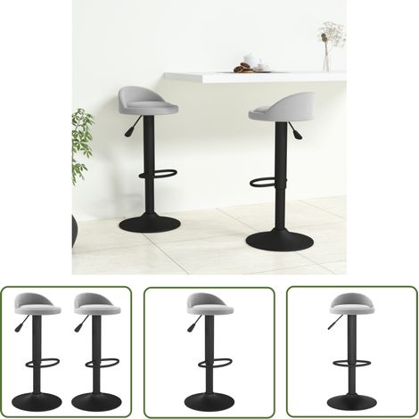 Tabourets de bar 2 pcs Gris clair Velours 10 (1/5)