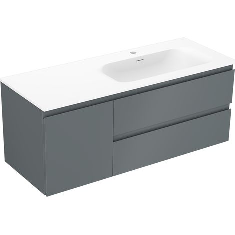 Mexen Orio Badezimmerschrank 120 cm mit Waschbecken Vela rechts, 2S, 1D, grafit matt/weiß matt - 91A13-12047-3-BBFFF66-W23P01 (1/5)