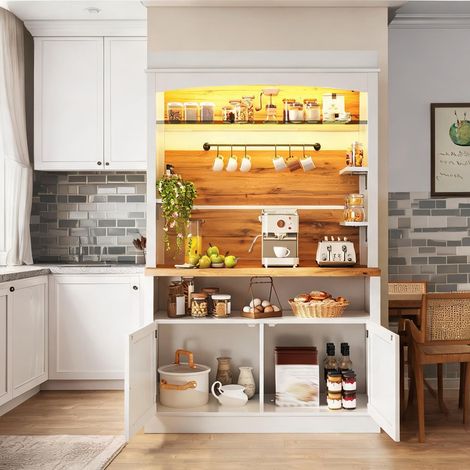 Buffet coloris blanc en mDF métal 107 x 34 x 184 cm (1/5)