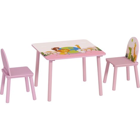 AIYAPLAY Tavolino e 2 Sedie per Bambini 3-8 Anni con Bordi Arrotondati Rosa (1/5)