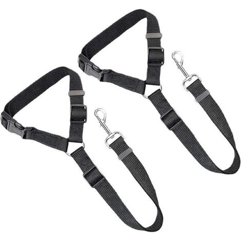 Lot de 2 sangles de ceinture de sécurité pour chien et chat, réglables, en nylon, pour appui-tête de voiture