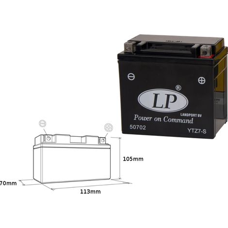 BATERÍA LANDPORT YTZ7-S (MS LTZ7-S) 12V 6AH 112X69X103 (GTZ7S) SIN MANTENIMIENTO - DE CARGA INUNDADA (10)