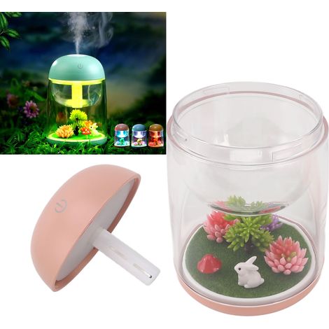 Mini-Ultraschall-Luftbefeuchter für den Garten [mit integriertem Diffusor für ätherische Öle], pinkes ABS-Modell – 180 ml Fassungsvermögen, leise, tragbar, für Büro oder Auto (1/5)