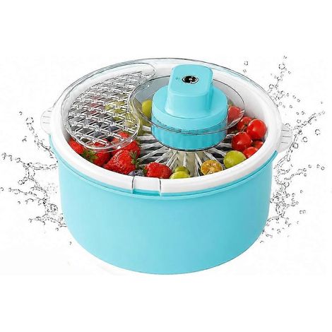 Essoreuse à salade et lave-fruits électriques, lave-fruits, solution de lavage et de séchage des fruits et légumes en une seule touche pour la préparation des repas (1/5)