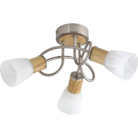 Plafonnier Rabalux Gavin 3xE14 chromé bois Ø38,5 cm (1/4)