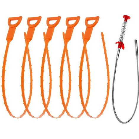 Professioneller Rohrreinigungsspirale – 6er-Pack – Haarentferner für Dusche – Flexible Greifzange für enge Räume