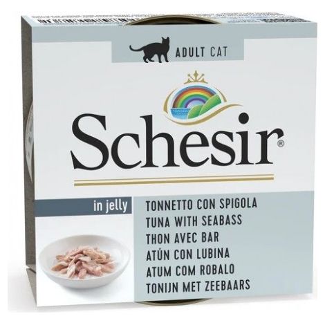 SCHESIR para gatos Oceanic Adult en gelatina de atún con lubina 85 g