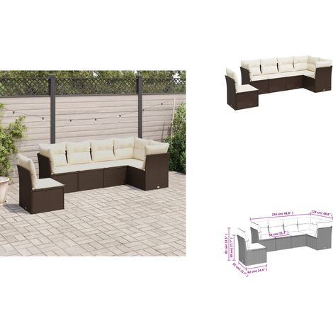 7-tlg. Garten-Sofagarnitur mit Kissen Braun Poly Rattan - Garten Sofagarnitur - Garten Sofagarnituren - Outdoor Sofagarnitur - Sofagarnitur Terrasse (1/3)