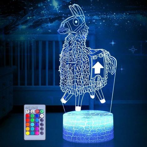 Veilleuse 3D 16 couleurs changeantes Base de lampe de table Veilleuse cool pour enfants Anniversaire Vacances Cadeau de Noël Cadeau (1/2)