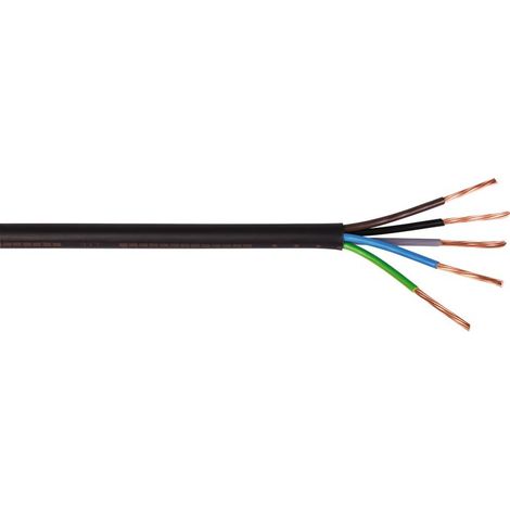 Câble rigide industriel U1000 R2V noir 5G10 mm² – Isolant PVC – Tension 300/500V – Usage intérieur – Température max +60° – Lynelec
