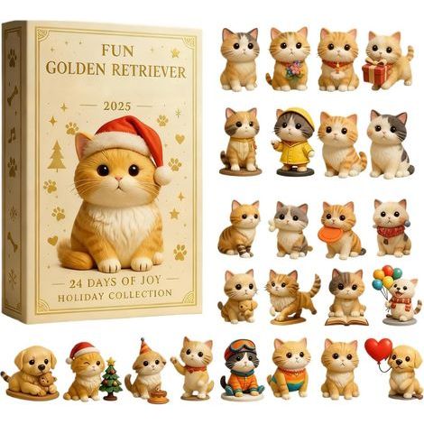 2025 - Weihnachtskatzen-Ornament - Adventskalender - 2D-Acryl-Weihnachtsbaumschmuck - 24-Tage-Countdown-Kalender - Für Zuhause, Wohnzimmer, Familie usw. (1/5)