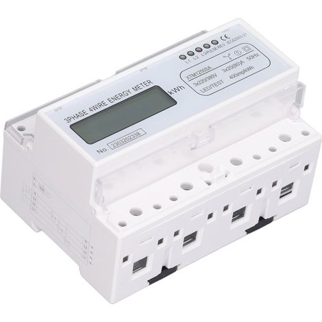 Compteur triphasé 7P XTM1250SA à rail DIN 35mm, affichage LCD, 3×220V/380V, 3×20(80)A, ancienne version, mesure précise pour installation industrielle. (1/5)