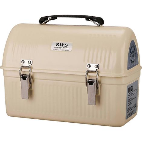 Retro-Vintage-Lunchbox aus Metall mit Griff und Verschluss – 9,5 Liter Stauraum für Speisen, Getränke und Wasserflasche Elfenbein (1/5)