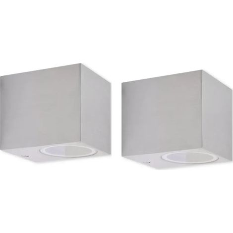 Set di 2 applique da parete cubo moderno minimalista esterno 6,8 x 9,2 x 8,1 cm in alluminio grigio 020045860