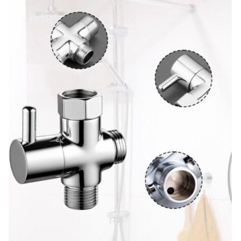 Robinet WC 3 Voies Laiton G1/2, Inverseur Douche Bras Séparateur, Vanne Dérivation Métal (1/5)