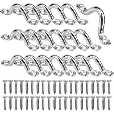 20 hebillas para cubierta de kayak, placa con ojales de 5 mm, acero inoxidable 304 de grado marino, forma de protuberancia, hebilla fija con 40 tornillos para aparejos de kayak y canoa. (1/5)
