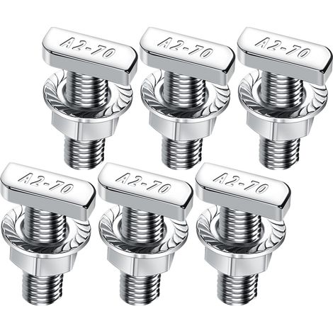 Lot de 6 vis à tête marteau M8 x 25 en acier inoxydable A2-70, 6 vis à tête marteau avec écrous à dents de blocage, écrous à bride, vis à double filetage M8 pour rail de montage solaire PV (1/5)