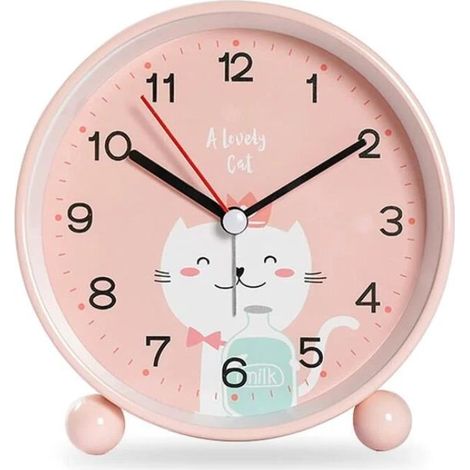 Auto educativa per ragazze e bambini - giorno/notte, facile da guidare e impilare, luce notturna silenziosa senza ticchettio, sveglia - gattino rosa (1/5)