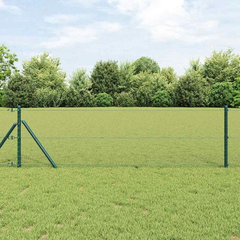 Zaunpfosten Grün 50 x 0,8 m (13 mm Maschenweite) Stahl und PVC