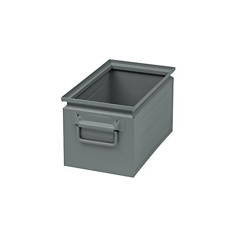 Caja apilable de chapa de acero  capacidad aprox 14 l  gris
