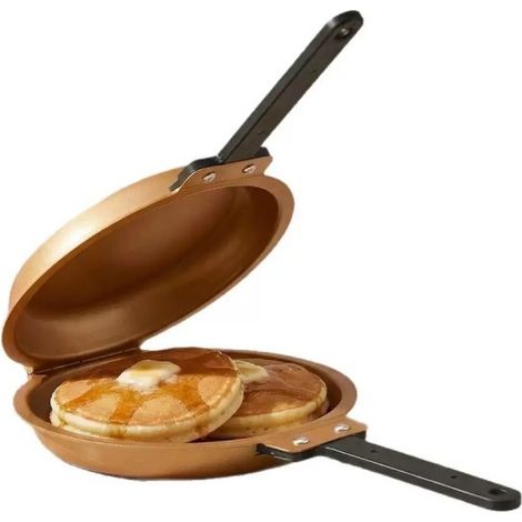 Poêle double anti‑adhésive pour pancakes et crêpes, poêle à fermeture pour cuisson des deux côtés, ustensile de cuisine (1/5)