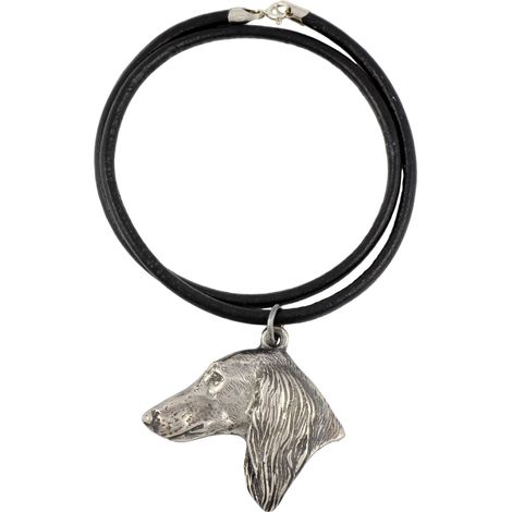 Galgo persa, Saluki: collar para perros, colgante bañado en plata para amantes de los perros, joyería única de Art-Dog. (1/5)