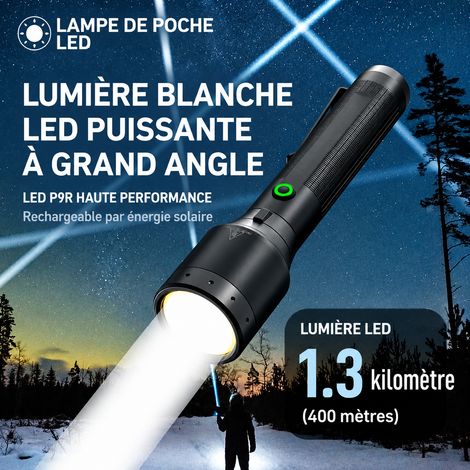 Lampe torche puissante LEP laser blanc longue portée 1,3 km torche rechargeable 12,5W étanche autonomie 20h pour randonnée patrouille 310 g – Livraison gratuite (1/5)