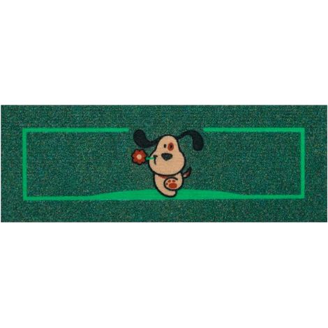 Zerbino Antiscivolo Salva Gradino 25x69 Assorbente Tappeto Ingresso Morbido 100% Made In Italy Cane - Verde