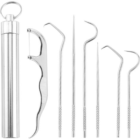 Ensemble d'instruments dentaires portables en acier inoxydable 304, crochet dentaire, outil de nettoyage des dents et des implants dentaires. (1/5)