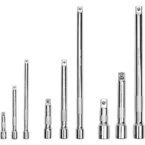 9 barres d’extension pour douilles 1/2″ et 1/4″ – Rallonges de cliquet pour vis profondes – Accessoire de prolongement pour atelier mécanique (1/5)