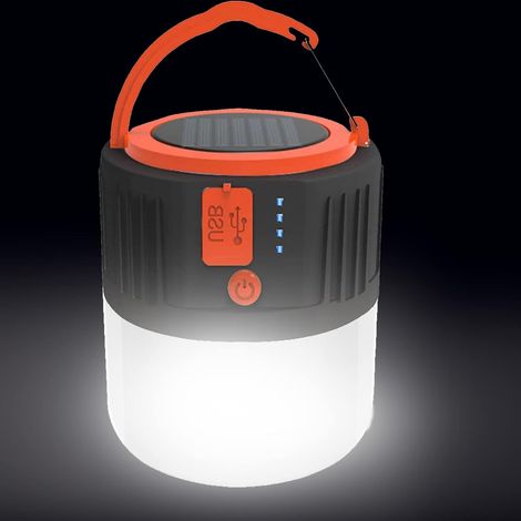 Lanternes Solaires Led Pour ExtéRieur, Rechargeables Par CâBle Usb, ImperméAble, Avec 5 Modes D’éClairage, Pour Camping, Jardin, PêChe, Chasse, RandonnéE, Tente, Urgence, Noir (1/4)